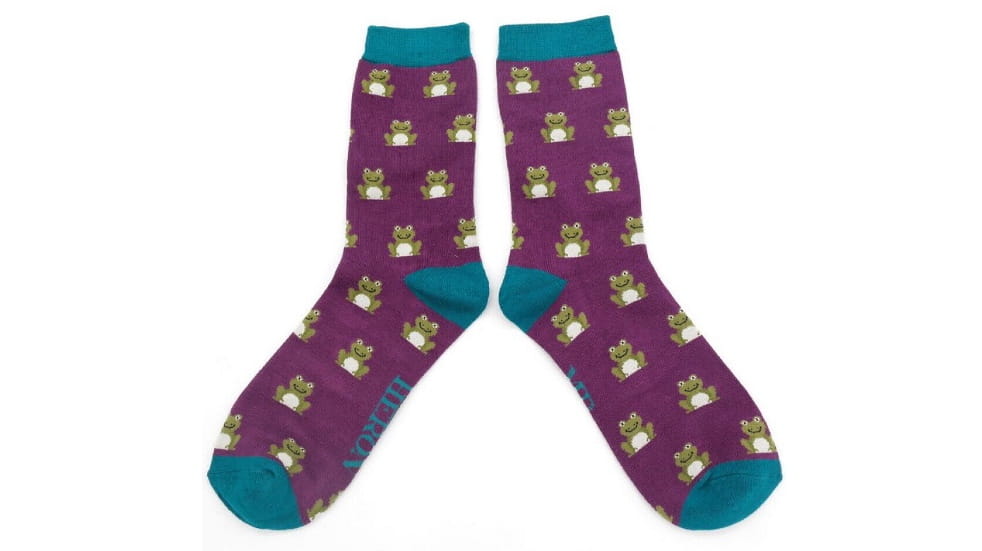 Mens purple frog socks